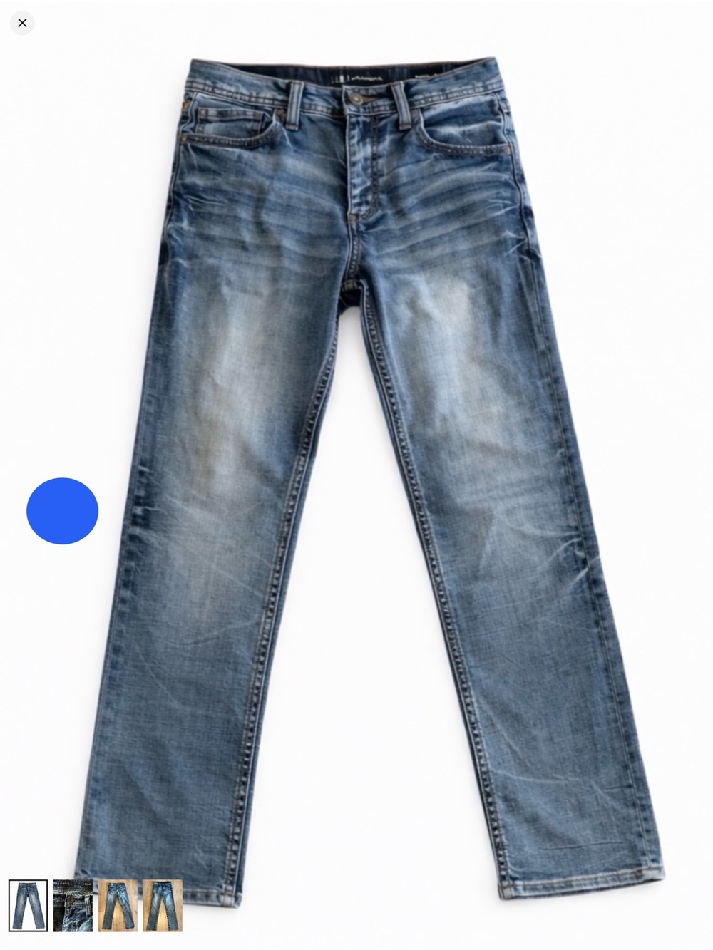 Men's Blue Washed Slim Straight Jeans